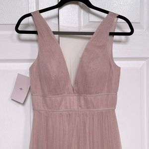 BHLDN Jenny Yoo Blush pink tulle bridesmaid gown New